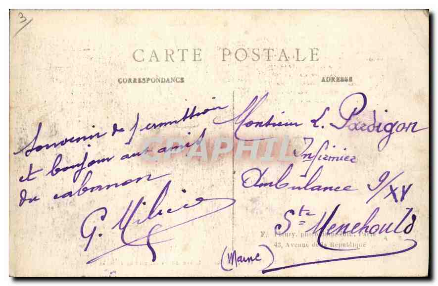 CPA Paris L'Arc de Triomphe de l'Etoile — Rückseite
