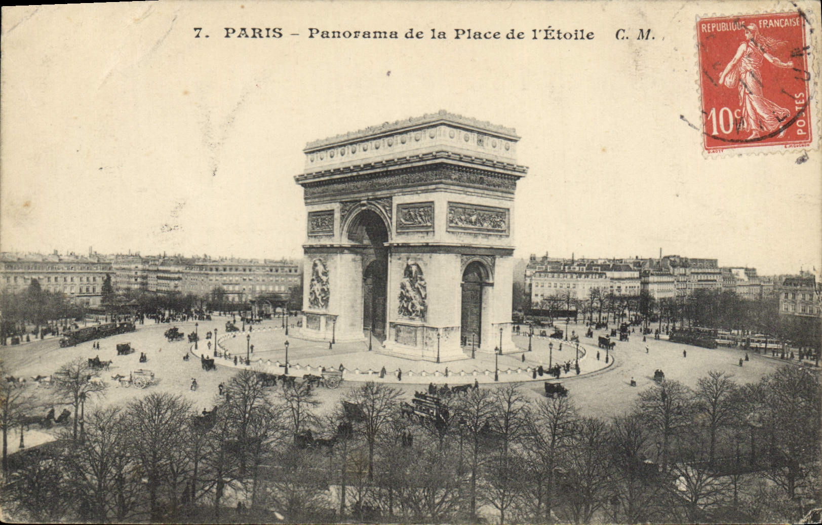 CPA Paris Panorama de la Place de l'Etoile