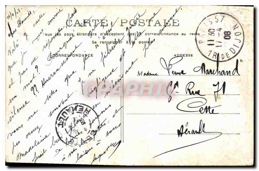 CPA Paris Colonne Vendome — Verso