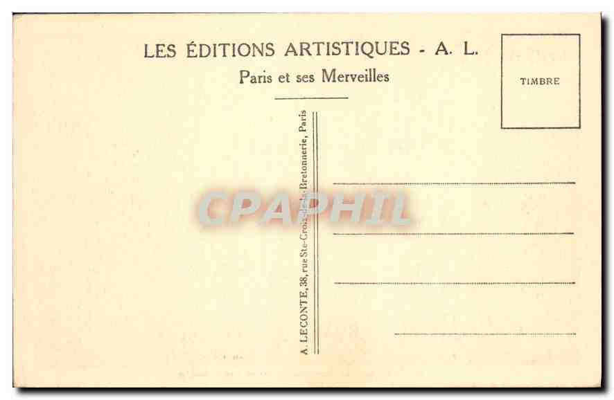 CPA Paris Le Sacre Coeur — Rückseite