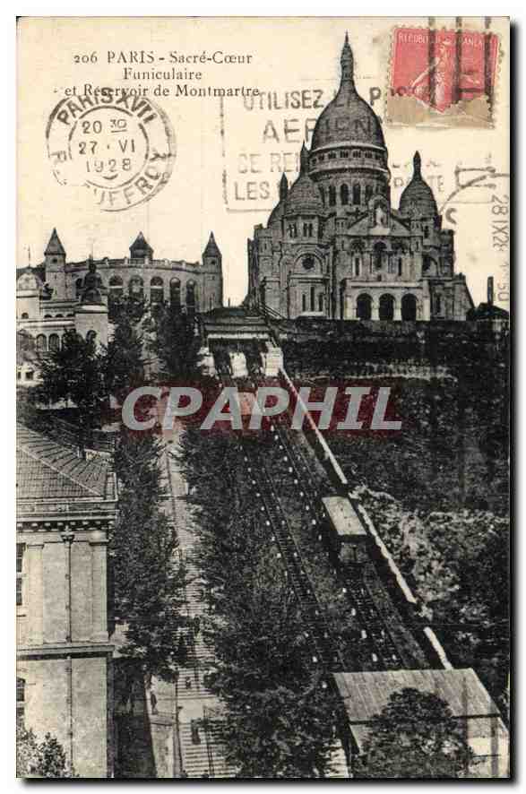 CPA Paris Le Sacre Coeur et le Funiculaire et Reservoie de Montmartre