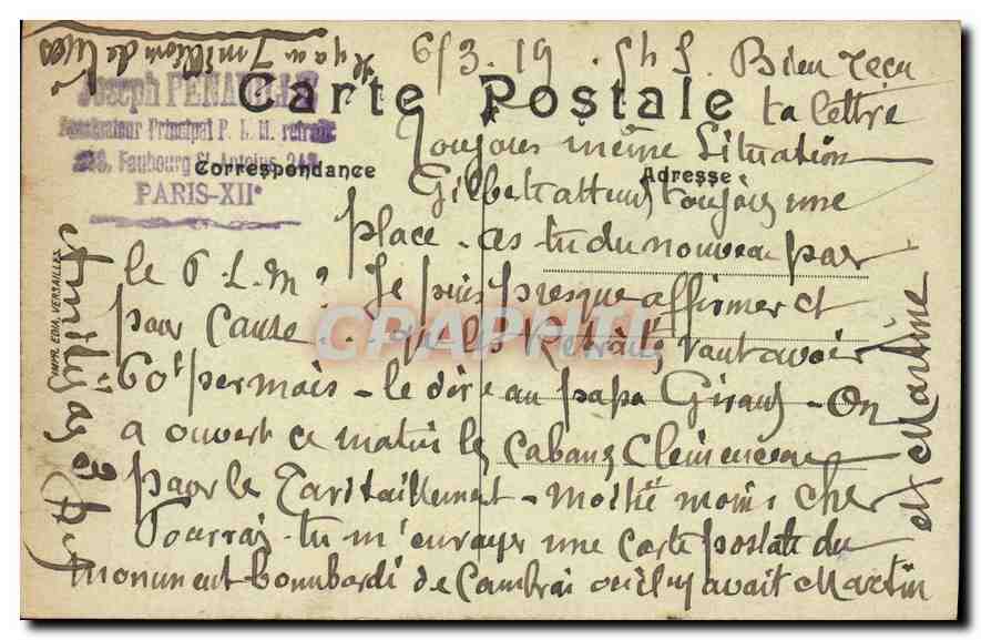 CPA Paris Gare Saint Lazere et rue de Rome — Rückseite