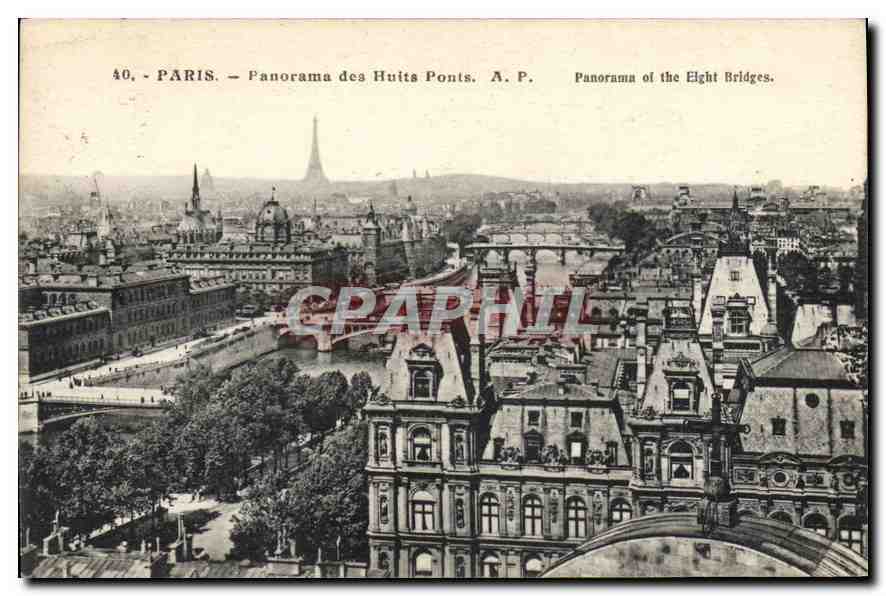 CPA Paris Panorama des Huits Ponts Tour Eiffel