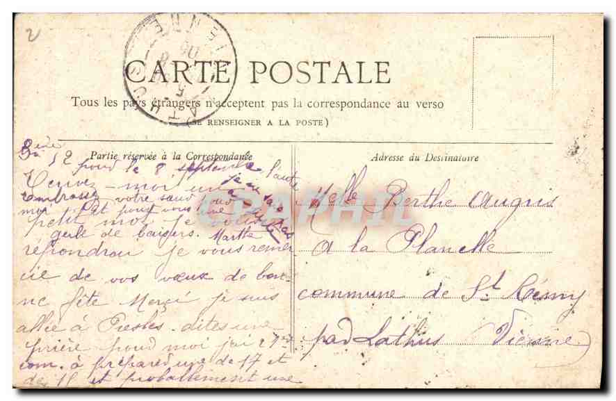 CPA Paris Le Lion de Belfort — Verso