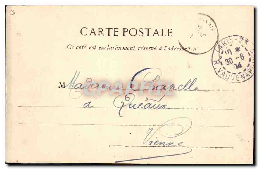 CPA Paris Parc Monceau La Colonnade — Rückseite