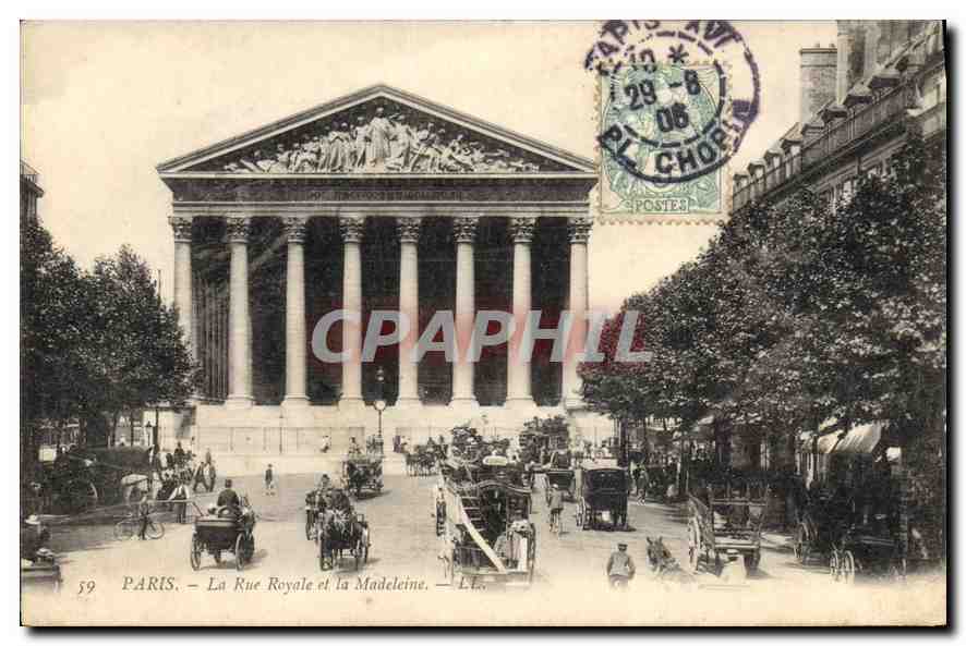 CPA Paris La Rue Royale et la Madeleine