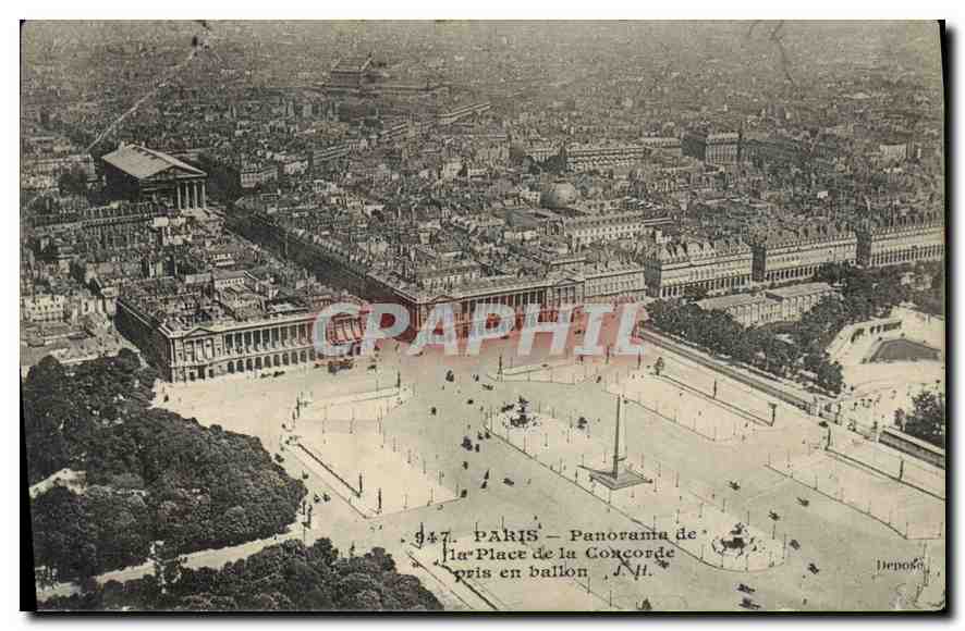 CPA Paris Panorama la Place de la Concorde pris en Ballon