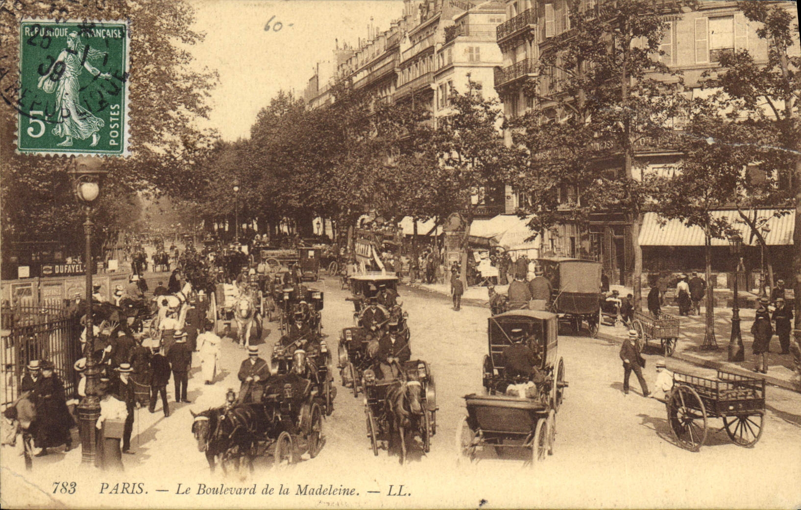 Vintage Postcard Paris Boulevard de la Madeleine