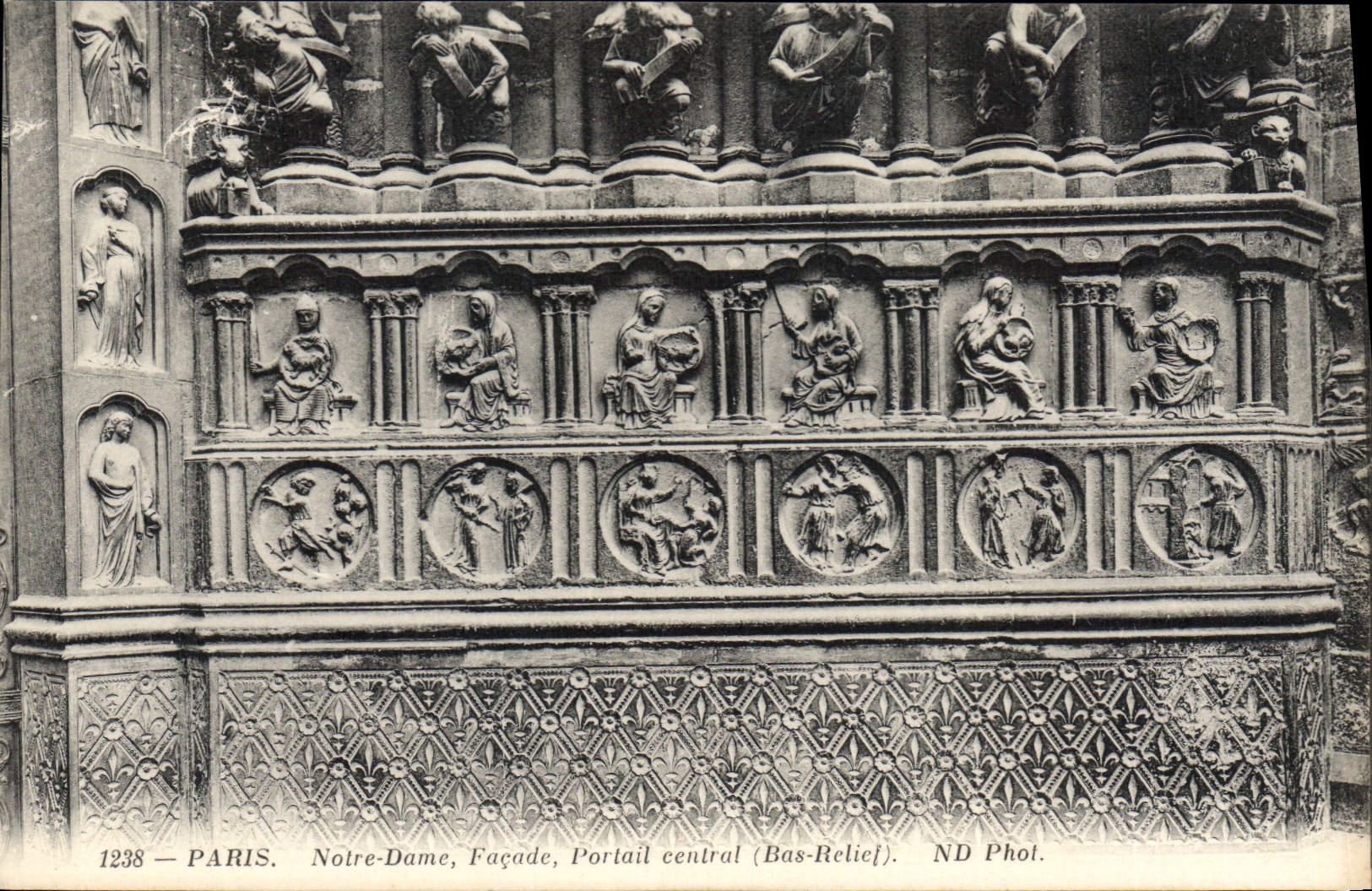 CPA Paris Notre Dame Facade Portail centrale (Bas Relief)