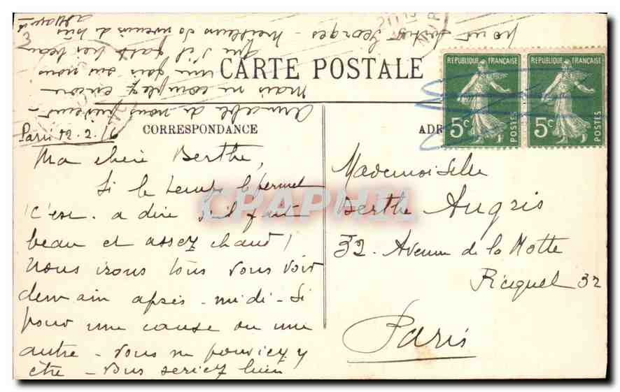 CPA Paris Vue generale du Louvre — Rückseite