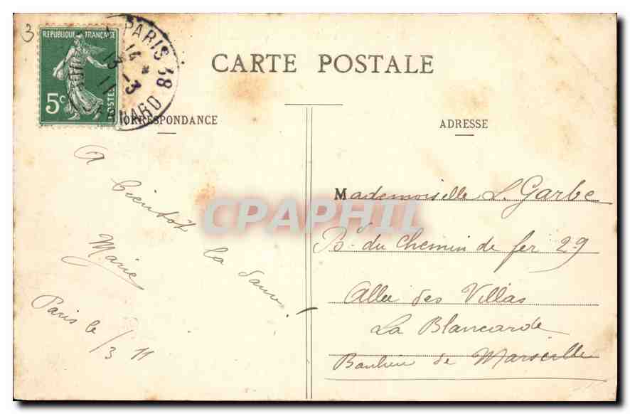 CPA Paris Eglise Notre Dame — Verso
