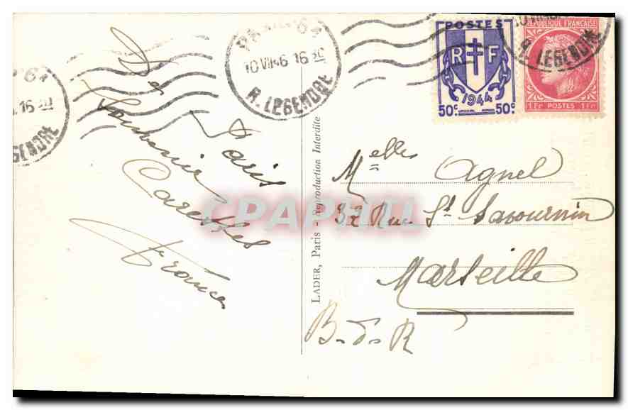 CPA Paris La Madeleine et la Rue Royale — Verso