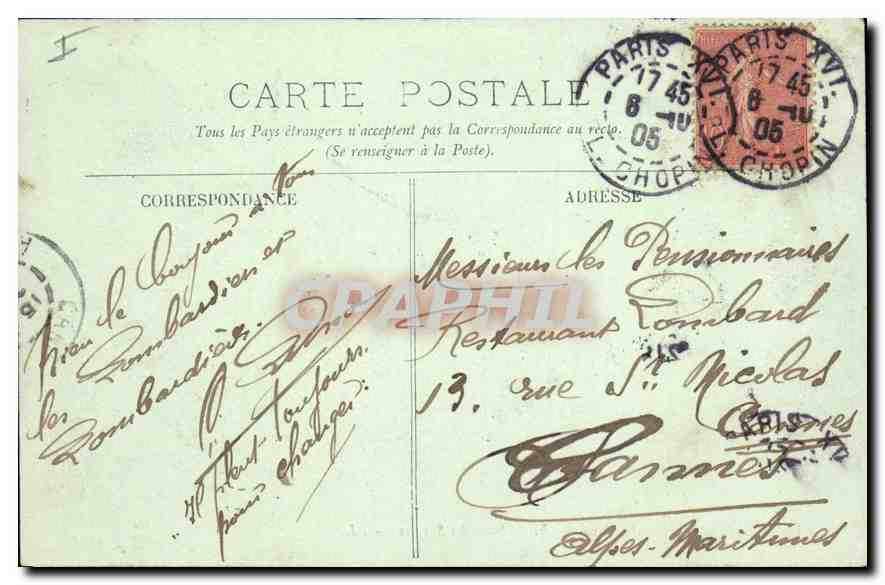 CPA Paris Chambre des Deputes Salle des Seances — Rückseite