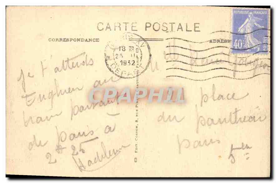 CPA Paris (8e arr) Le Parc Monceau Les ruines — Rückseite