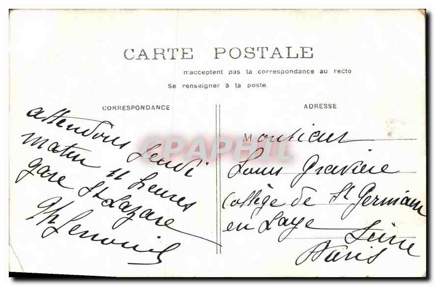 CPA Paris Hotel de Ville — Rückseite