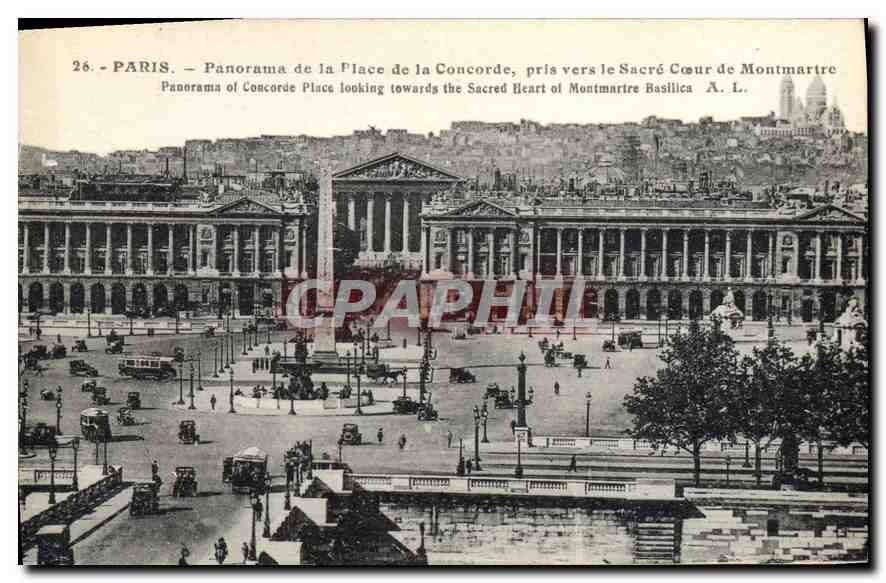 CPA Paris Pankorama de la Place de la concorde pris vers de Sacre Coeur de Montmartre