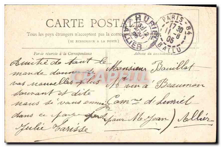 CPA Paris Le Lion de Belfort — Rückseite