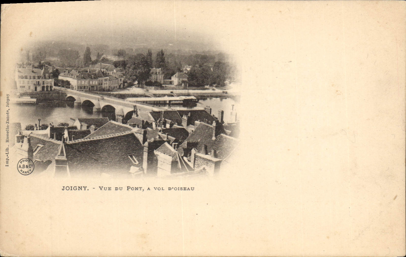 CPA Joigny Vue du Pont a Vol d'oiseau