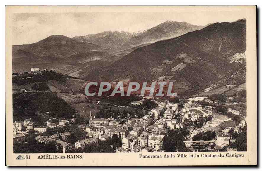 CPA Amelie les Bains Pankorama de la Ville et la Chaine du Canigou