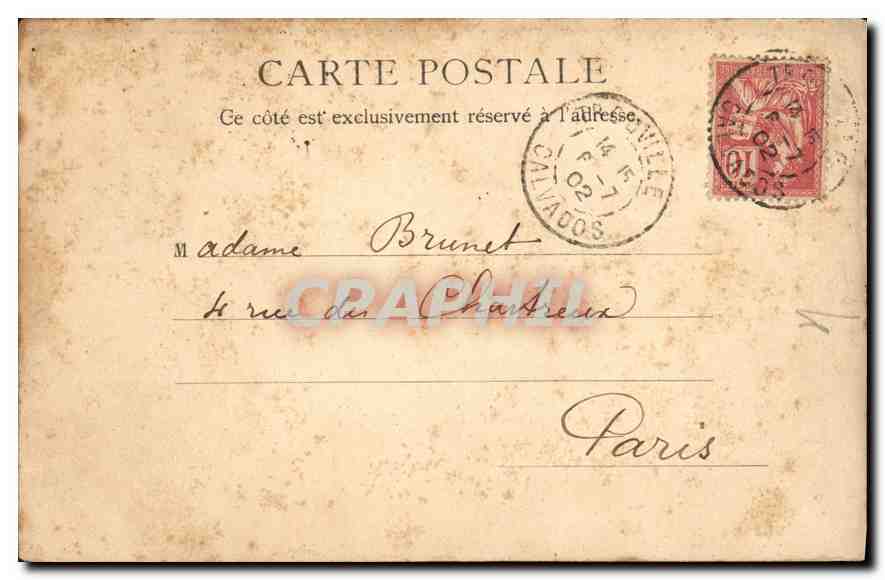 CPA Souvenir de Trouville le 6 juillet 1902 L'Hotel de Paris — Rückseite