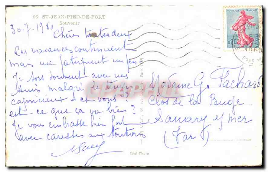 CPA St Jean Pied de Port Souvenir — Rückseite