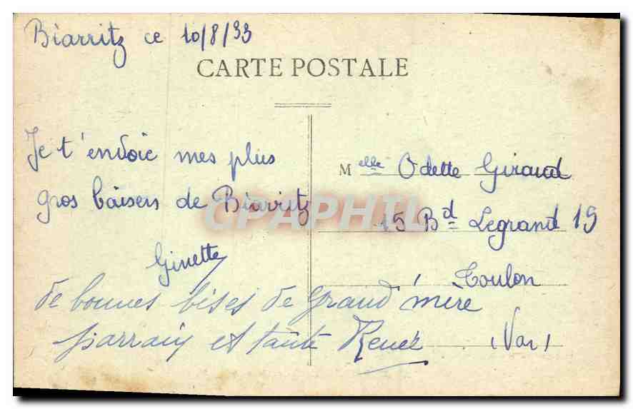 Biarritz - Le Casino Municipal — Phototypie Marcel Delbou, Bordeaux, n°29 — Rückseite