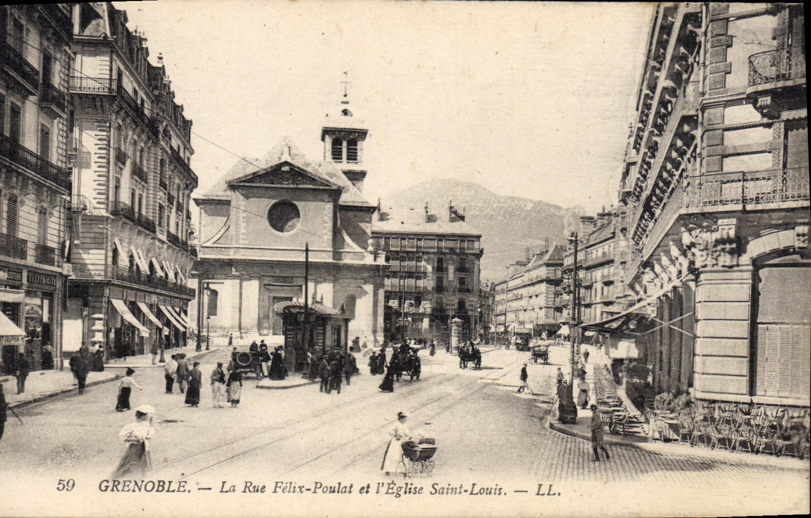 Grenoble — La Rue Félix-Poulat et l'Église Saint-Louis — LL. — n°59