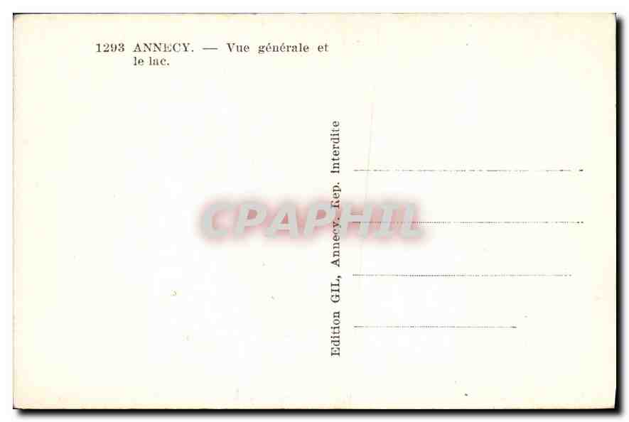 CPA Annecy Vue generale Le Lac — Verso