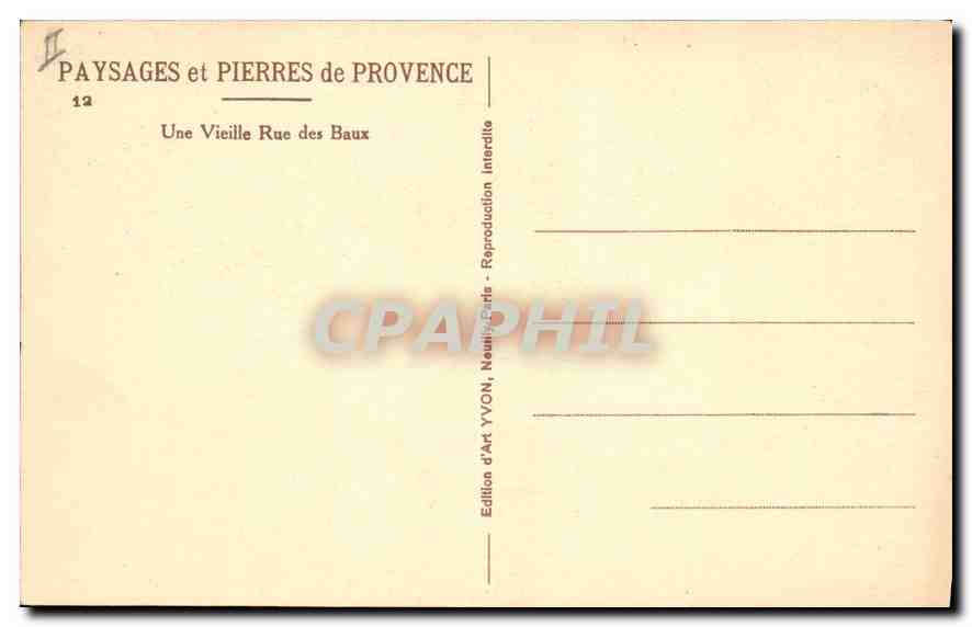 CPA Paysages et Pierres de Provence Une Vieille Rue des Baux — Back