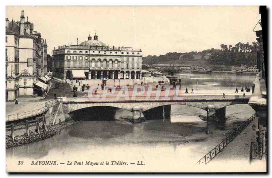CPA Bayonne Le Pont Mayou et le Theatre