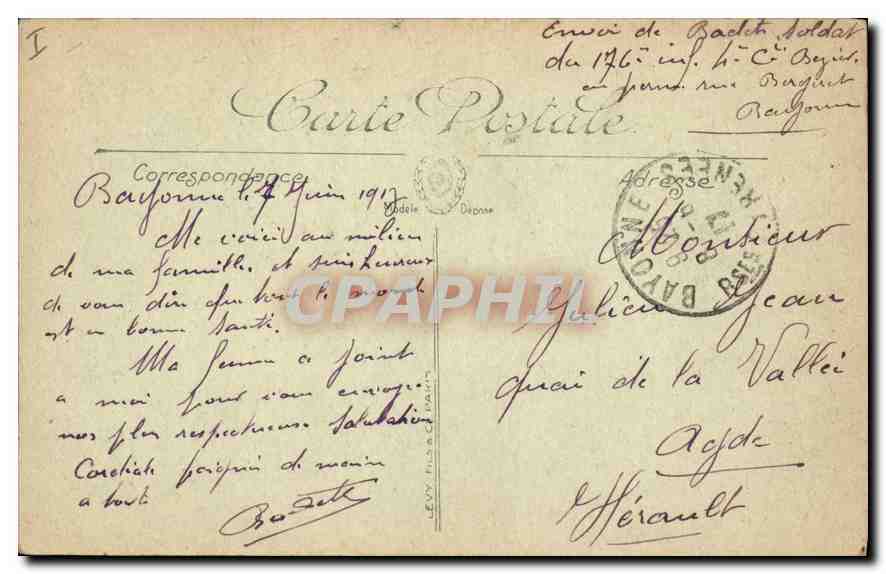 CPA Bayonne Vue sur le Reduit et sur Saint Esprit — Rückseite