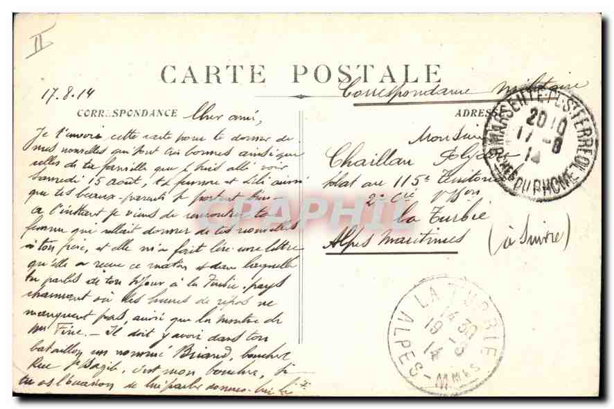 CPA Marseille Le Phare Ste Marie — Rückseite