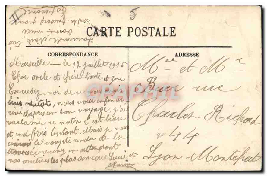 CPA Marseille Devant le Phare Sainte Marie — Verso