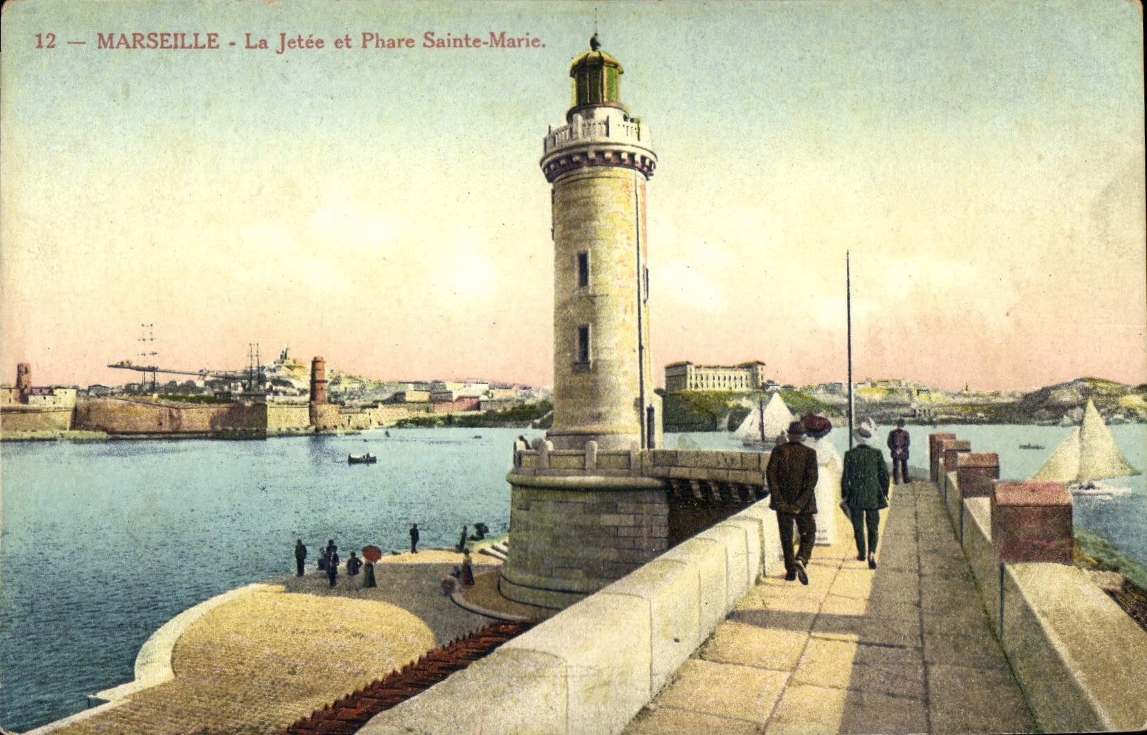 CPA Marseille La Jetee et Phare Sainte Marie