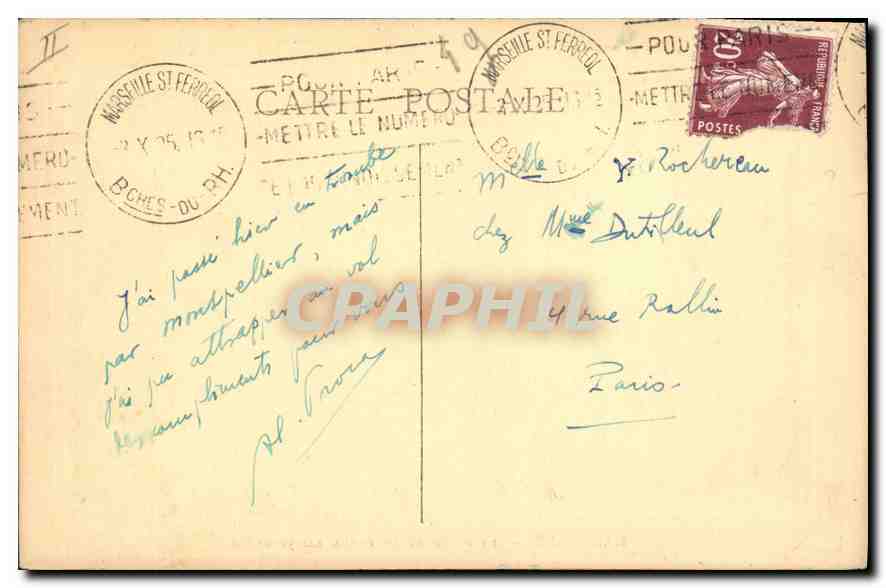 CPA Marseille Le Jetee et le Phare Ste Marie — Rückseite