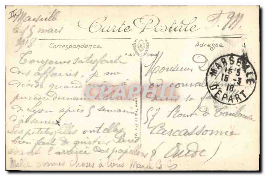CPA Marseille La jetee et le Phare Sainte Marie — Verso