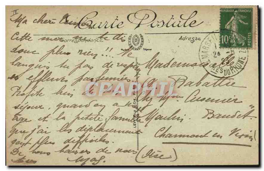 CPA Marseille Le Phare de la Desirade — Verso