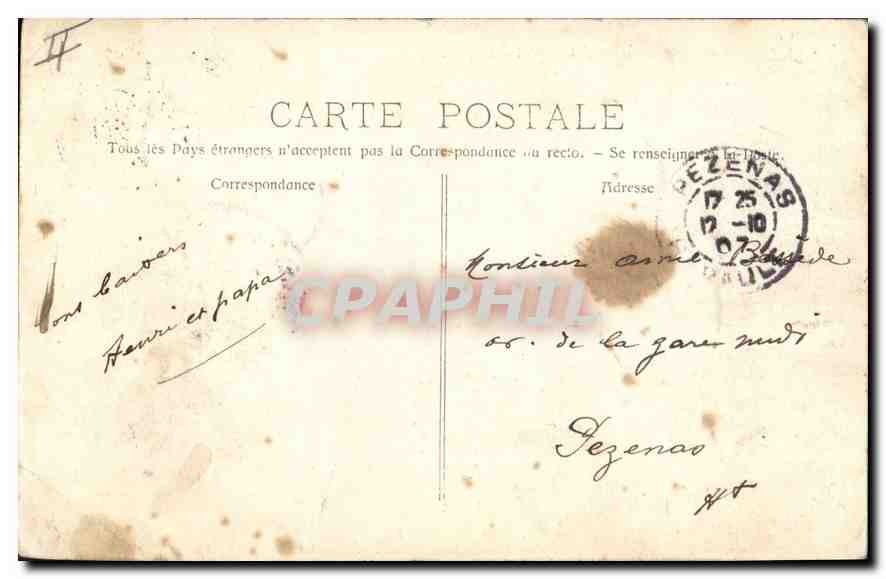 CPA Marseille La Jetee et le Phare Ste Marie — Verso