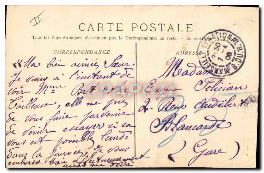 CPA Marseille Le Phare Sainte Marie — Rückseite
