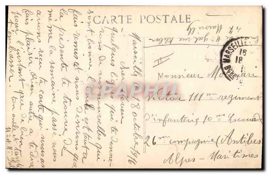 CPA Marseille Le Phare du Planier Palmier — Verso