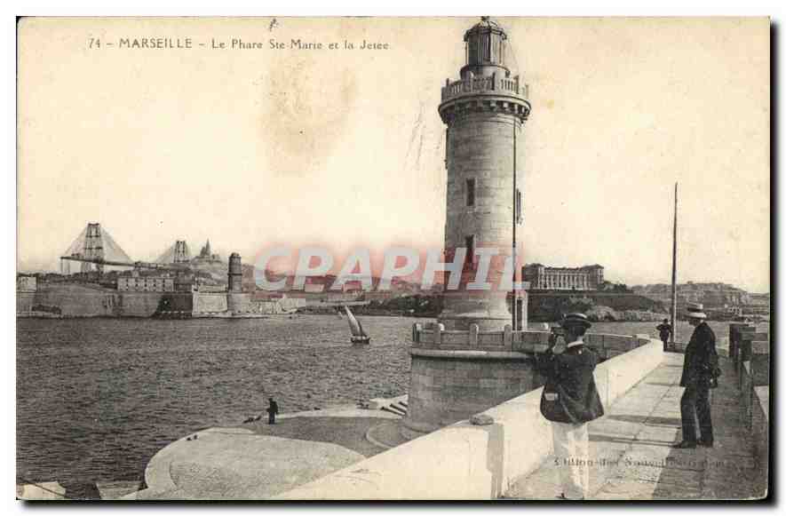 CPA Marseille Le Phare Ste Marie et la Jetee
