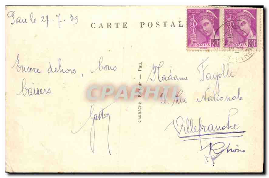CPA Pau La Place Georges Clemenceau — Rückseite