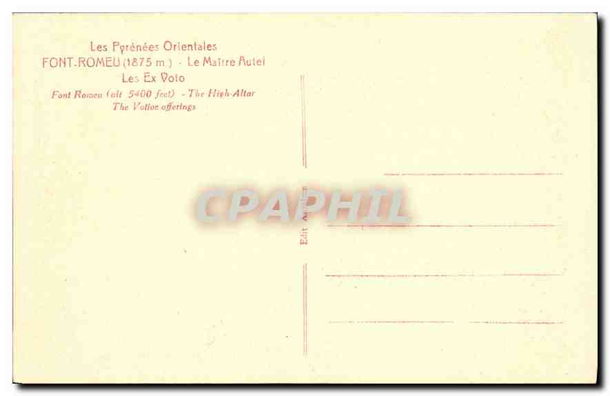 CPA Les Pyrenees Orientales Le Maitre Autel Font Romeu — Rückseite