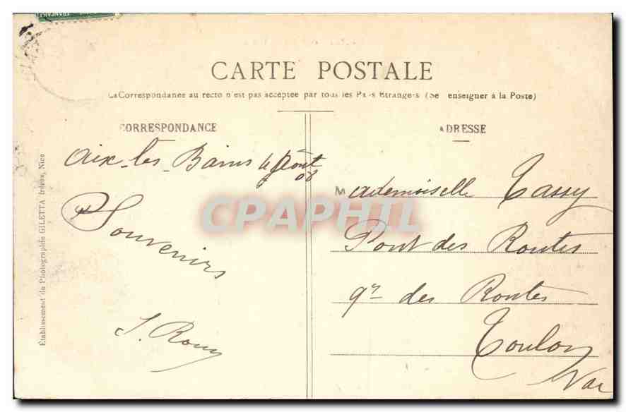 CPA Aix les Bains Villa des Fleurs — Rückseite