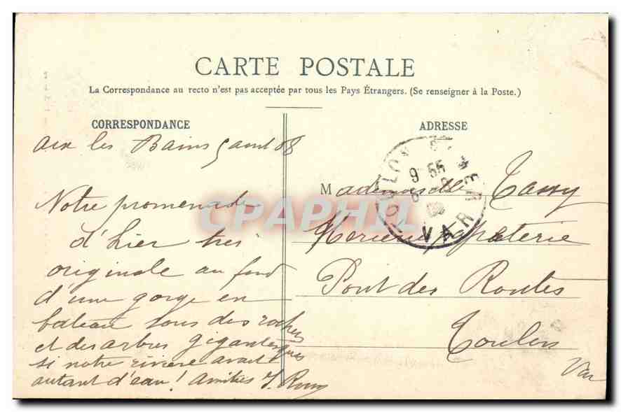CPA Environs d'Aix les Bains Gorges du Sierroz — Rückseite