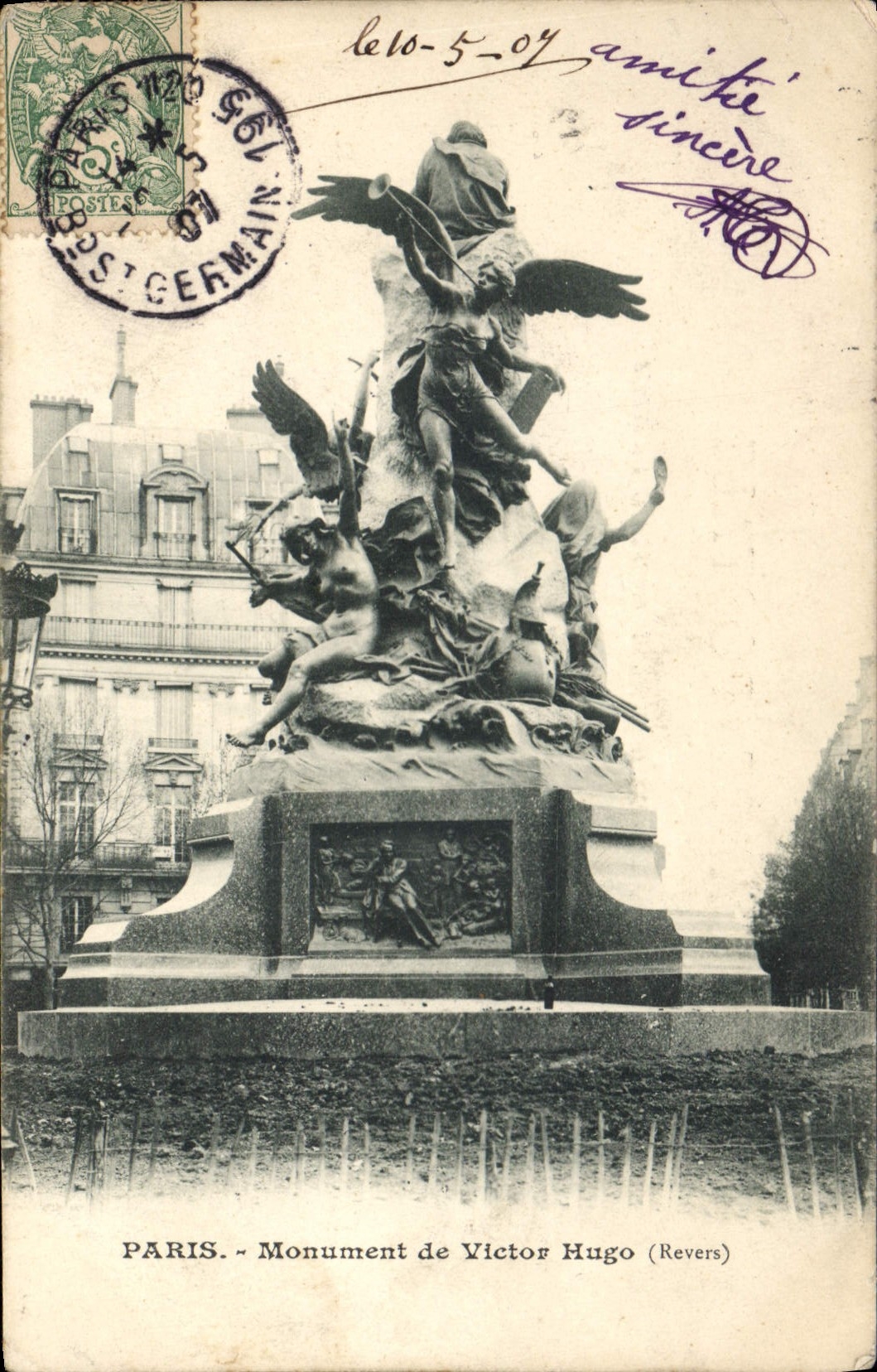 CPA Paris Monument de Victor Hugo (Revers)