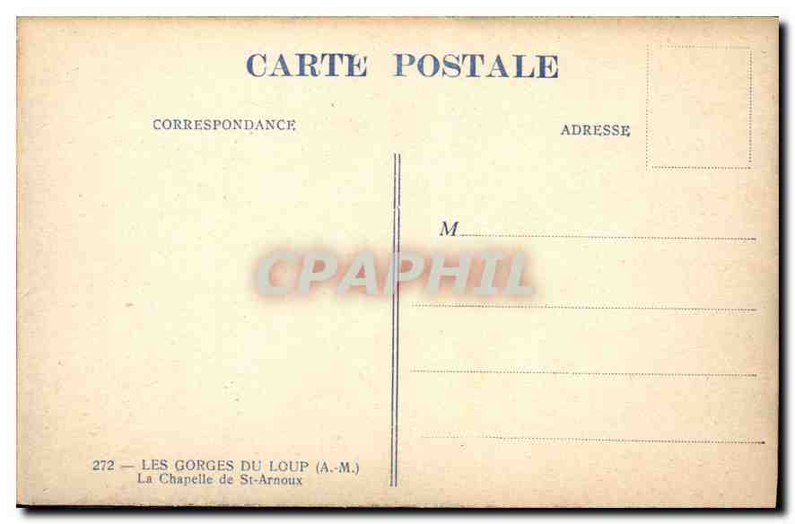 CPA Les Gorges du Loup (A M) La Chapelle de St Arnoux — Rückseite