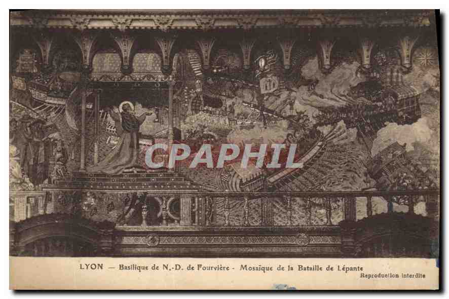 CPA Lyon Basilique de N D de Fourviere Mosaique de la bataille de Lepante