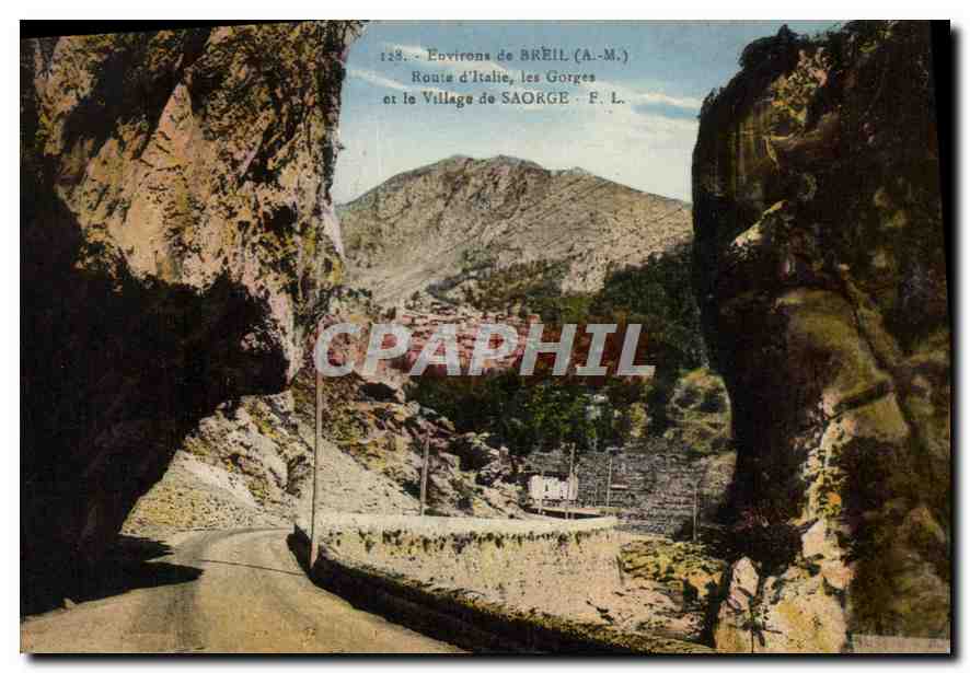 CPA Environs de Breil (A M) Route d'Italie