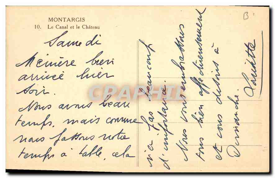 CPA Montargis Le Canal et le Chateau — Rückseite